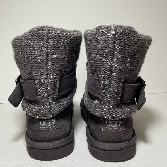 UGG Australia Cambridge Boots Womens Grey Suede Metallic Belted Size 8 - Picture 4 of 15